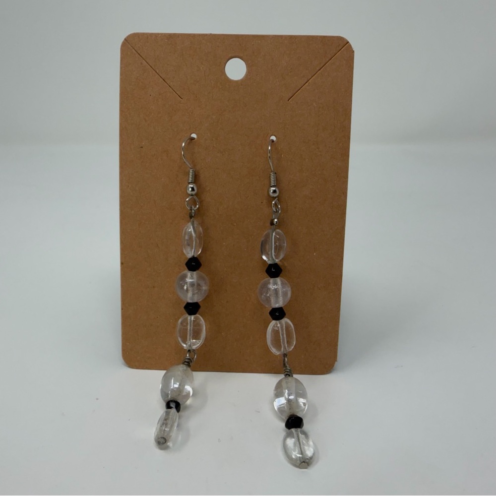 Chic Clear and Black Beaded Earrings